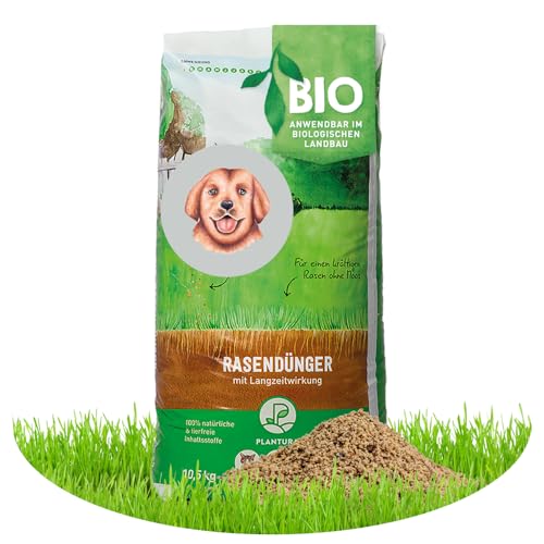 Plantura Bio-Rasendünger für Frühjahr und Sommer, 10,5 kg für 250 m², 3 Monate Langzeitwirkung, staubarmes Granulat von Plantura