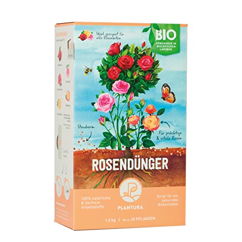 Plantura Bio Rosendünger mit 3 Monaten Langzeitwirkung, 1,5 kg, für prächtige Rosen in Beet & Topf, Bio-Qualität, gut für den Boden, unbedenklich für Haus- & Gartentiere von Plantura