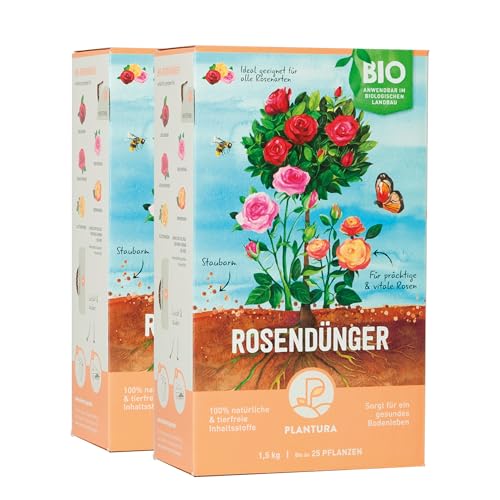 Plantura Bio Rosendünger mit 3 Monaten Langzeitwirkung, 3 kg, für prächtige Rosen in Beet & Topf, Bio-Qualität, gut für den Boden, unbedenklich für Haus- & Gartentiere von Plantura