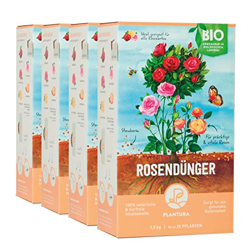 Plantura Bio Rosendünger mit 3 Monaten Langzeitwirkung, 6 kg, für prächtige Rosen in Beet & Topf, Bio-Qualität, gut für den Boden, unbedenklich für Haus- & Gartentiere von Plantura