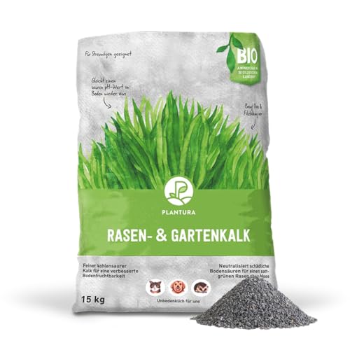 Plantura Premium Rasen- & Gartenkalk, 15 kg für 100-150 m², fein gekörnter kohlensaurer Kalk, gegen Moos im Rasen von Plantura