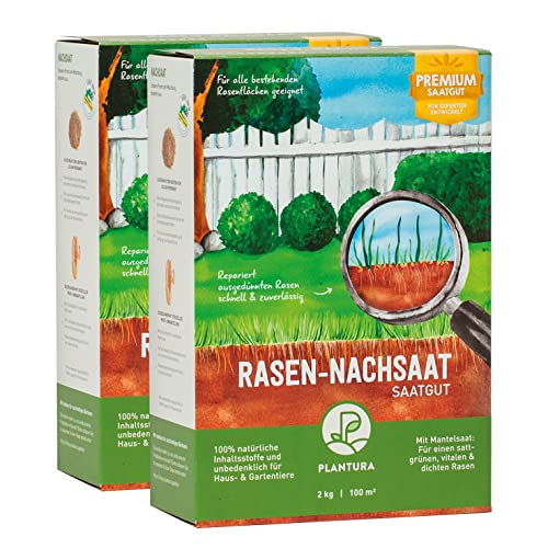 Plantura Rasen-Nachsaat, schnellkeimendes Premium-Saatgut mit Mantelsaat, 4 kg für 200 m² Plantura Rasen-Nachsaat, schnellkeimendes Premium-Saatgut mit Mantelsaat, 4 kg für 200 m² von Plantura