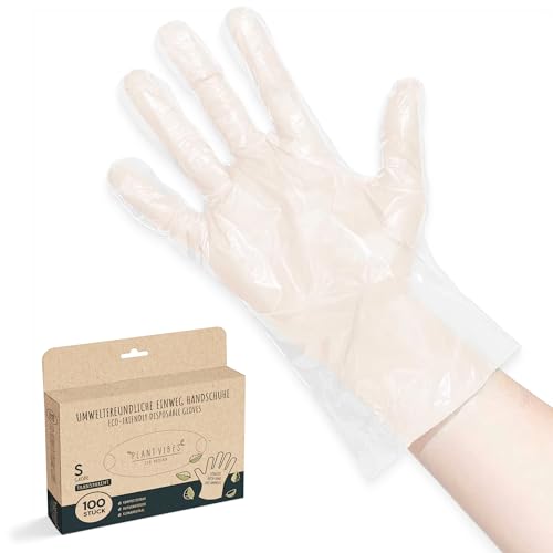 Plantvibes ® 100x Bio Einweghandschuhe Size-S | umweltfreundlich & zu 100% kompostierbar | Einmalhandschuhe aus pflanzlichem Material - perfekt für Lebensmittel 100 Stück von Plantvibes