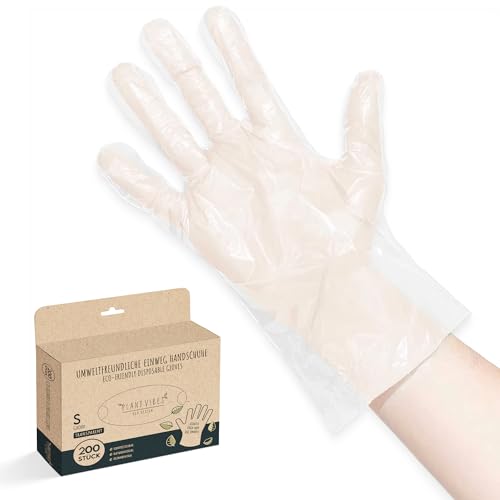 Plantvibes ® 200x Bio Einweghandschuhe S-Size | umweltfreundlich & zu 100% kompostierbar | Einmalhandschuhe aus pflanzlichem Material - perfekt für Lebensmittel von Plantvibes