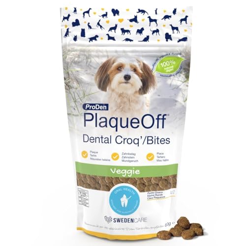 ProDen PlaqueOff Dental Bites für Hunde, Zahnbelag- und schlechten Atem-Entferner, 100% natürlicher Zahnreiniger und Zahnsteinentferner – Verbessert die allgemeine Mundgesundheit – 60g von ProDen PlaqueOff