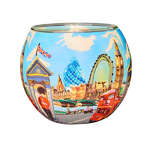 Plaristo London Life Teelichthalter, Glas Keramik, Mehrfarbig, 11 cm von Plaristo