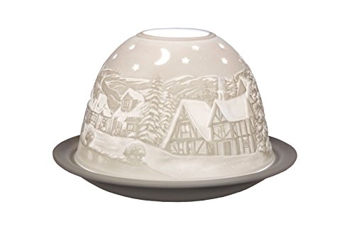 Plaristo Winter DomeLight, Porzellan tealight-Holder, 9 cm hoch, Stone, weiß, 12 x 12 x 8,5 cm von Plaristo