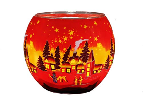 Plaristo Winter Town Teelichthalter, Glas Keramik, Mehrfarbig, 11 cm von Plaristo