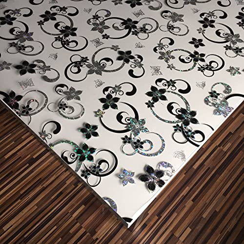 Tischfolie mit Blumen Bedruckt - Maß nach Wunsch - Transparent Klar Tischdecke Tischschutz Schutzfolie Abwaschbar weich PVC (80x120cm) von Plas-Tex