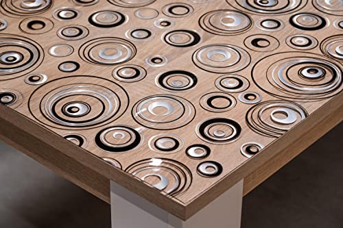 Tischfolie mit Kreise-Muster Bedruckt - Maß nach Wunsch - Transparent Klar Tischdecke Tischschutz Schutzfolie Abwaschbar weich PVC (80x200cm) von Plas-Tex
