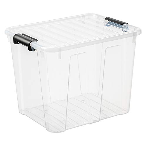Plast Team Home Box Aufbewahrungsbehälter mit Deckel Klickverschluss Aufbewahrungsbehälter Box Stapelbar 40L (Transparent) von Plast Team