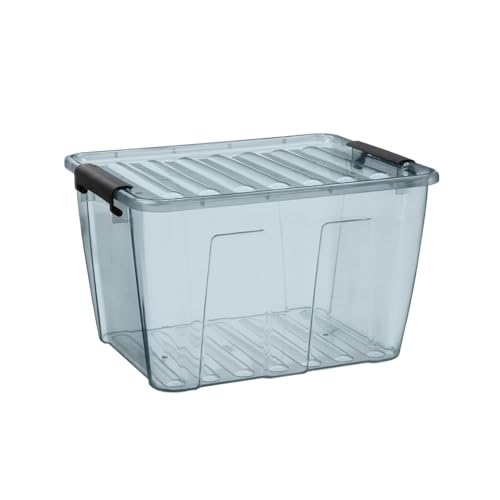 Plast Team Home Box Aufbewahrungsbox mit Deckel Klickverschluss Aufbewahrungsbehälter Box Stapelbar Transparent Grau (15L) von Plast Team