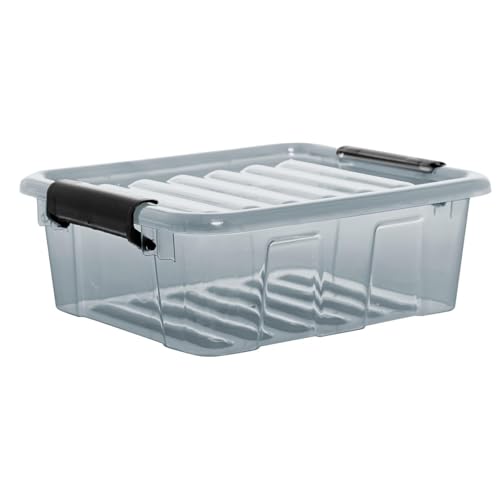 Plast Team Home Box Aufbewahrungsbox mit Deckel Klickverschluss Aufbewahrungsbehälter Box Stapelbar Transparent Grau (2L) von Plast Team
