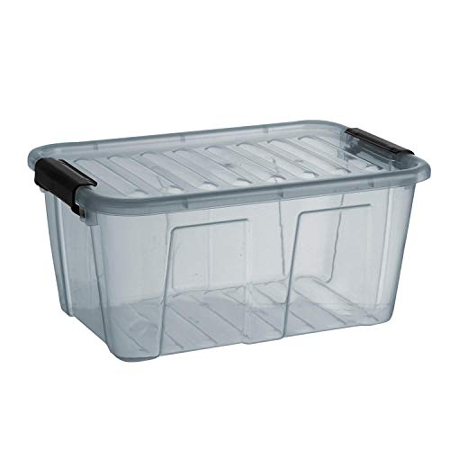 Plast Team Home Box Aufbewahrungsbox mit Deckel Klickverschluss Aufbewahrungsbehälter Box Stapelbar Transparent Grau (7,7L) von Plast Team