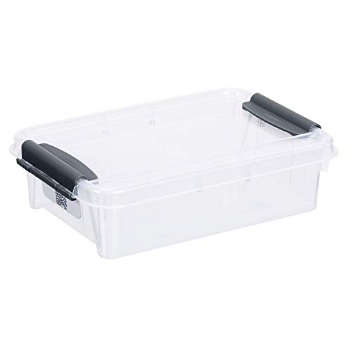 Plast Team Pro Box Aufbewahrungsbox mit Deckel und QR-Code Stapelbar Transparent (0,9L) von Plast Team