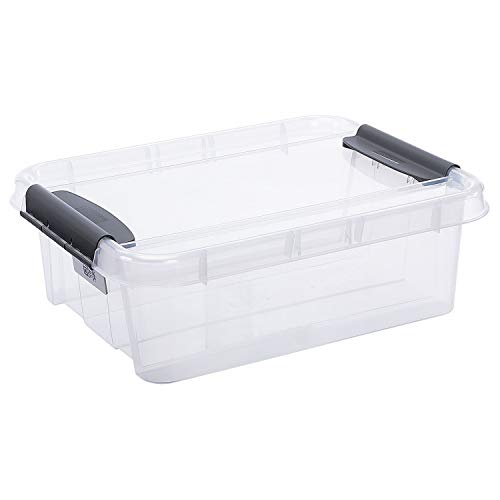 Plast Team Pro Box Aufbewahrungsbox mit Deckel und QR-Code Stapelbar Transparent (21L) von Plast Team