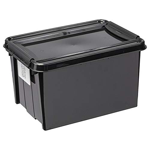 Plast Team ProBox Recycle Aufbewahrungsbox mit Deckel/Kisten mit Deckel QR-Code schwarz (14L) von Plast Team