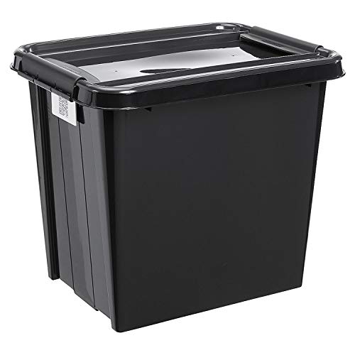 Plast Team ProBox Recycle Aufbewahrungsbox mit Deckel/Kisten mit Deckel QR-Code schwarz (53L) von Plast Team