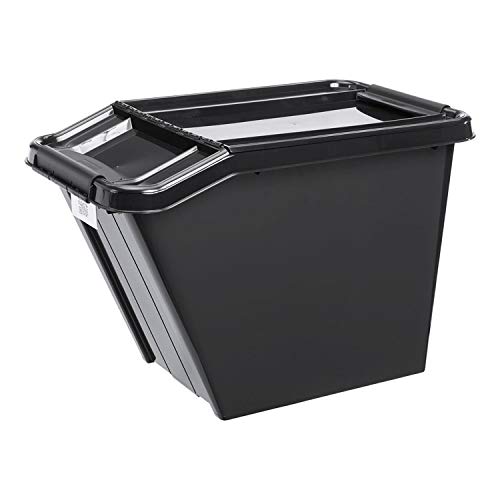 Plast Team ProBox Recycle Aufbewahrungsbox mit Deckel/Kisten mit Deckel QR-Code schwarz (58L) von Plast Team