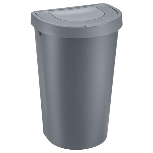 Plast Team Seattle Swing Abfalleimer mit Schwingdeckel, Mülleimer (Grau, 45L) von Plast Team