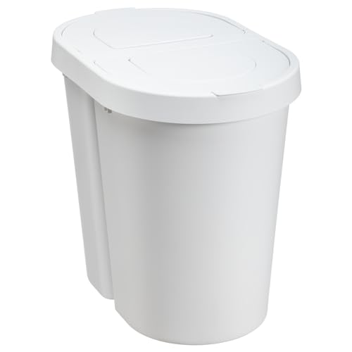 Plast Team Seattle Swing Abfalleimer mit Schwingdeckel und 2 Fächern, Doppelte Mülleimer (Weiß, 2x25L) von Plast Team