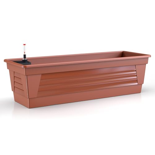 Plastard Blumenkasten Milano 100 cm lang Farbe Terrakotta mit Wasserspeicher und Wasserstandsanzeige Pflanzkasten für Balkon und Garten witterungsbeständig für Innen und Außen Plastard Blumenkasten Milano 100 cm lang Farbe Terrakotta mit Wasserspeicher und Wasserstandsanzeige Pflanzkasten für Balkon und Garten witterungsbeständig für Innen und Außen von Plastard