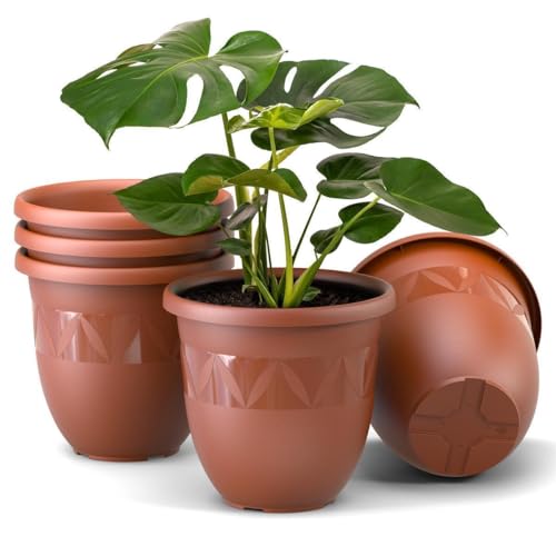 Plastard Übertopf 5er Set Durchmesser 27 cm Terrakotta Blumentopf für Innen und Außen aus Kunststoff Pflanztopf für Balkon Terrasse Pflanzkübel Kräutertopf von Plastard