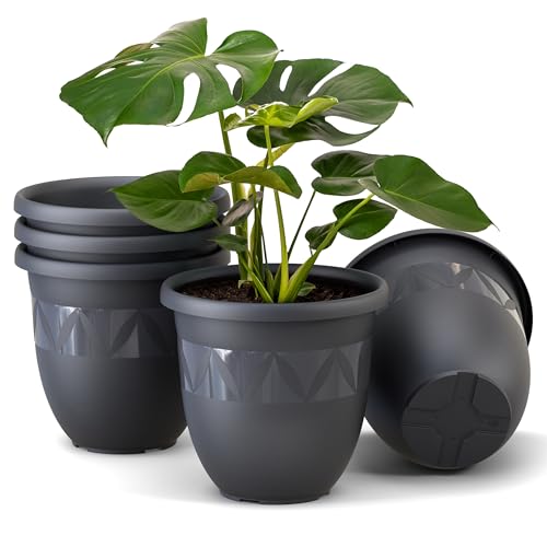 Plastard Übertopf 5er Set Durchmesser 30 cm Anthrazit Blumentopf für Innen und Außen aus Kunststoff Pflanztopf für Balkon Terrasse Pflanzkübel Kräutertopf von Plastard