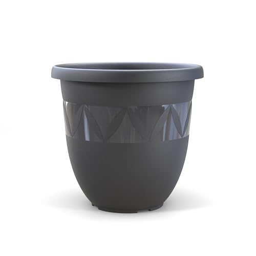 Blumentopf 15 cm Durchmesser Anthrazit grosser Pflanzkübel für Innen und Außen Übertopf Untertopf Blumenkübel Blumentöpfe aus Kunststoff für Garten Balkon Terrasse Plant Pot Pflanzentopf von Plastard