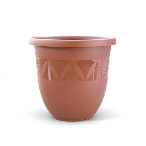 Blumentopf 21 cm Durchmesser Terrakotta grosser Pflanzkübel für Innen und Außen Übertopf Untertopf Blumenkübel Blumentöpfe aus Kunststoff für Garten Balkon Terrasse Plant Pot Pflanzentopf von Plastard