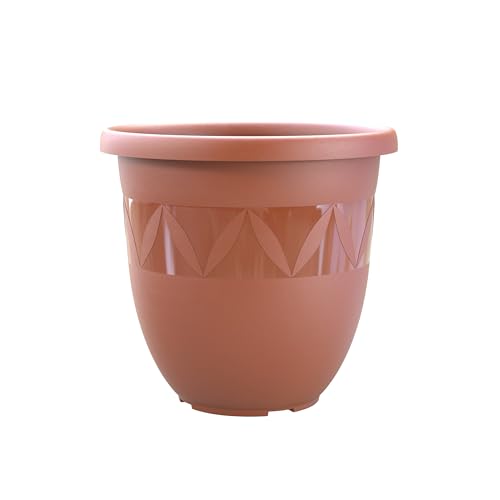 Plastard Blumentopf 24 cm Durchmesser Terrakotta grosser Pflanzkübel für Innen und Außen Übertopf Untertopf Blumenkübel Blumentöpfe aus Kunststoff für Garten Balkon Terrasse Plant Pot Pflanzentopf von Plastard
