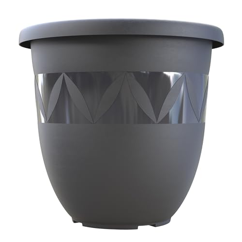 Plastard Blumentopf 30 cm Durchmesser Anthrazit grosser Pflanzkübel für Innen und Außen Übertopf Untertopf Blumenkübel Blumentöpfe aus Kunststoff für Garten Balkon Terrasse Plant Pot Pflanzentopf von Plastard