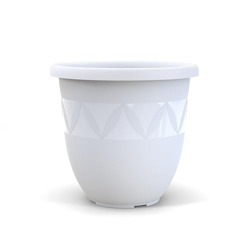 Plastard Blumentopf 47 cm Durchmesser weiß grosser Pflanzkübel für Innen und Außen Übertopf Untertopf Blumenkübel Blumentöpfe aus Kunststoff für Garten Balkon Terrasse Plant Pot Pflanzentopf von Plastard