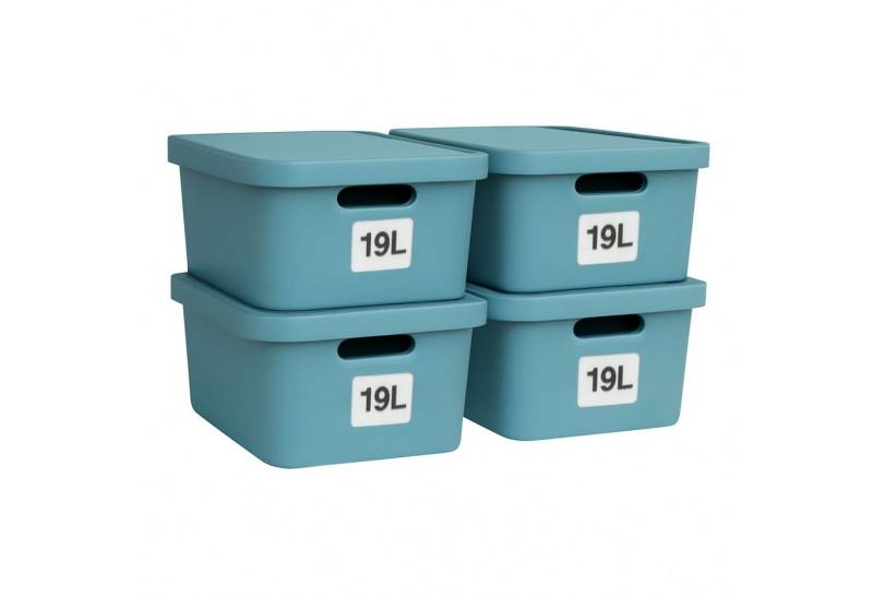 Plastard Aufbewahrungsbox mit Deckel von 7,5 - 31 Liter in verschied, Farben, Transportbox (4er-Set, 4 St), Lagerbox, Spielzeugbox, BPA-Frei Storagebox von Plastard