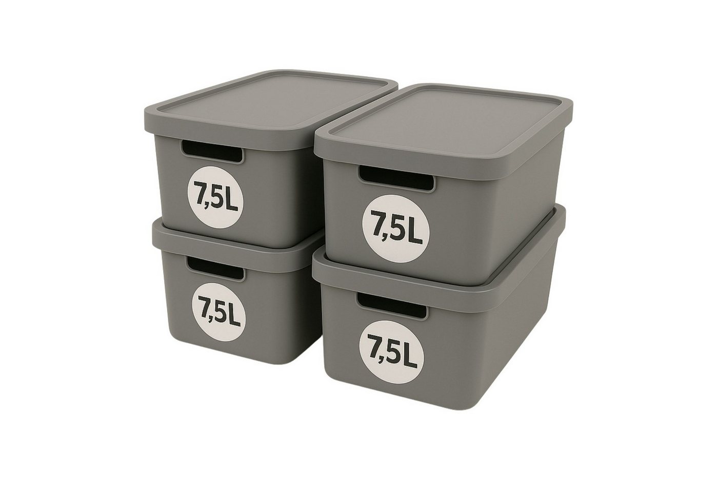Plastard Aufbewahrungsbox mit Deckel von 7,5 - 31 Liter in verschied, Farben, Transportbox (4er-Set, 4 St), Lagerbox, Spielzeugbox, BPA-Frei Storagebox von Plastard