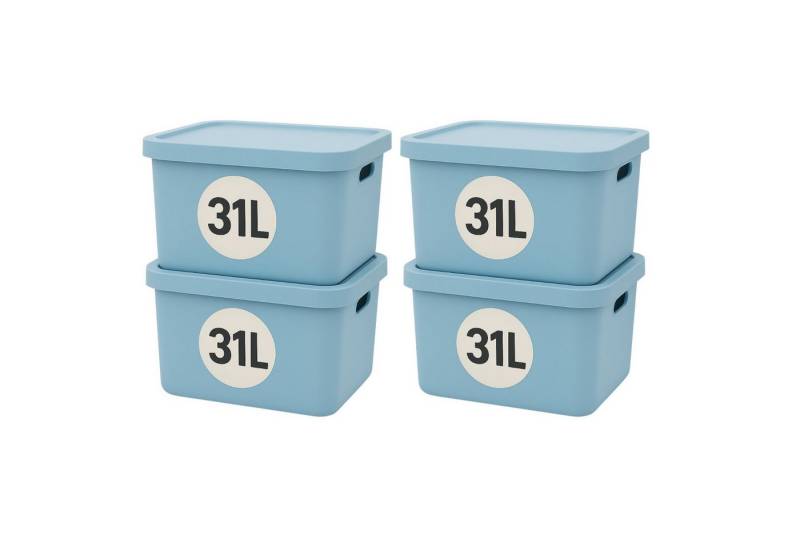 Plastard Aufbewahrungsbox mit Deckel von 7,5 - 31 Liter in verschied, Farben, Transportbox (4er-Set, 4 St), Lagerbox, Spielzeugbox, BPA-Frei Storagebox von Plastard