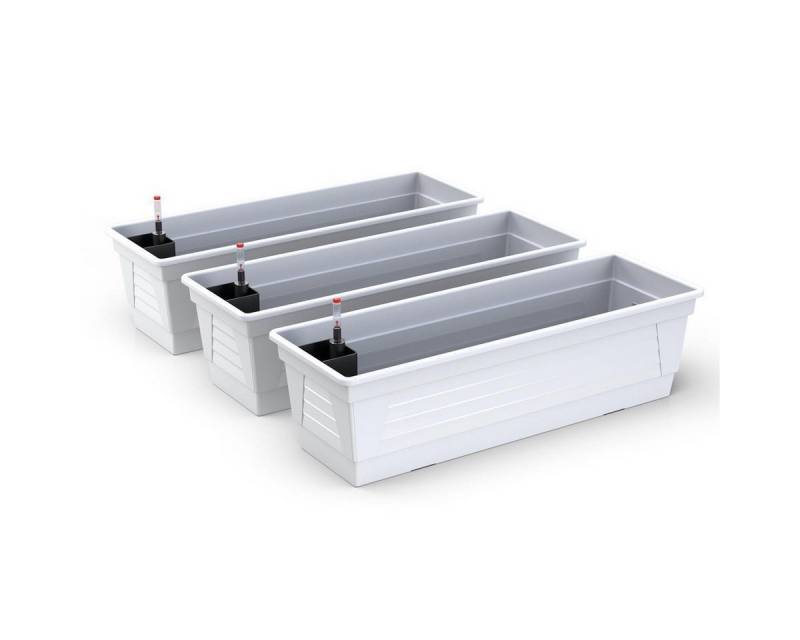 Plastard Blumenkasten, 3er-Set mit Hydroeinsatz & Wasserstandsanzeiger 60 cm, 80 cm 100 cm (3er-set, Pflanzkasten mit Hydroeinsatz & Wasserstandsanzeiger), Witterungs- und UV-Beständigkeit von Plastard