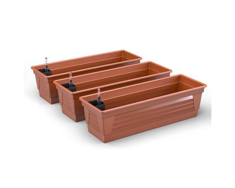 Plastard Blumenkasten, 3er-Set mit Hydroeinsatz & Wasserstandsanzeiger 60 cm, 80 cm 100 cm (3er-set, Pflanzkasten mit Hydroeinsatz & Wasserstandsanzeiger), Witterungs- und UV-Beständigkeit von Plastard