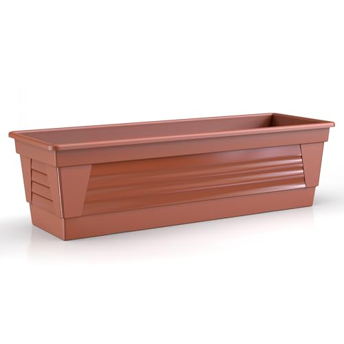 Plastard Blumenkasten 100 cm lang Farbe Terrakotta Pflanzkasten, Balkonkasten, Blumenkübel aus witterungsbeständigen Kunststoff für Garten und Balkon von Plastard