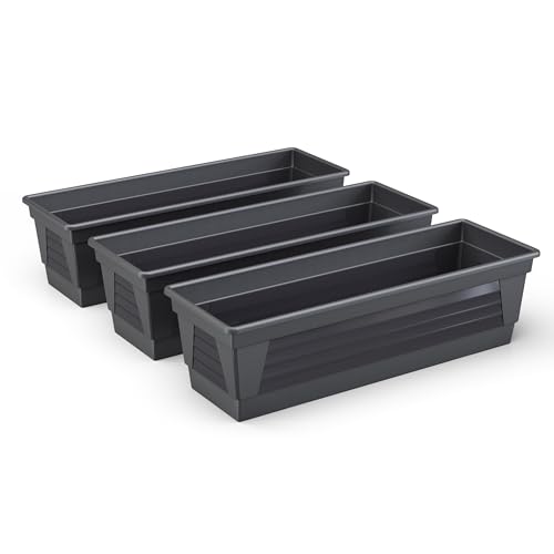 Plastard Blumenkasten 3er Set 80 cm lang Farbe Anthrazit Pflanzkasten, Balkonkasten, Blumenkübel aus witterungsbeständigen Kunststoff für Garten und Balkon von Plastard