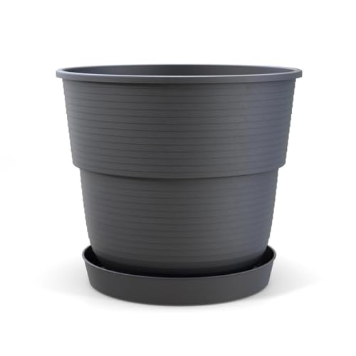 Plastard Blumentopf Milano 28 cm Durchmesser mit passenden Untersetzer Farbe Anthrazit Übertopf Blumenkübel für Garten Balkon Terrasse Pflanztopf Plastard Blumentopf Milano 28 cm Durchmesser mit passenden Untersetzer Farbe Anthrazit Übertopf Blumenkübel für Garten Balkon Terrasse Pflanztopf von Plastard
