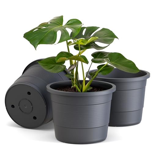 Plastard Blumentopf Terra 3er Set 54 cm Durchmesser Anthrazit - runder Pflanzkübel Pflanztopf aus Kunststoff - witterungsbeständiger großer Übertopf von Plastard