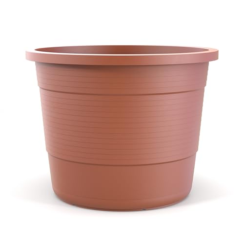 Plastard Blumentopf Terra Ø 46 cm Terrakotta, wetterfester Pflanzkübel, Pflanztopf, Blumenkübel, Übertopf für Innen & Außen aus Kunststoff mit Überlauf von Plastard