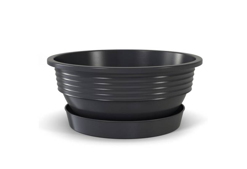 Plastard Pflanzschale Pflanzschalen mit Untersetzer Otto 5er Set Anthrazit Ø 25 cm (Set, 5 St., Pflanzschale mit Untersetzer), UV-beständig, witterungsbeständig, Optionale Drainagelöcher von Plastard