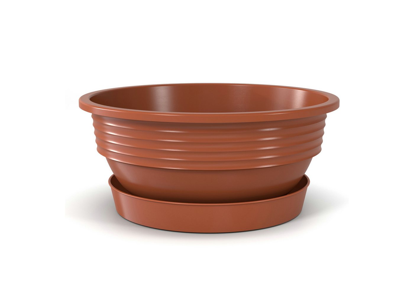 Plastard Pflanzschale Pflanzschalen mit Untersetzer Otto 5er Set Terrakotta Ø 32 cm (Set, 5 St., Pflanzschale mit Untersetzer), UV-beständig, witterungsbeständig, Optionale Drainagelöcher von Plastard