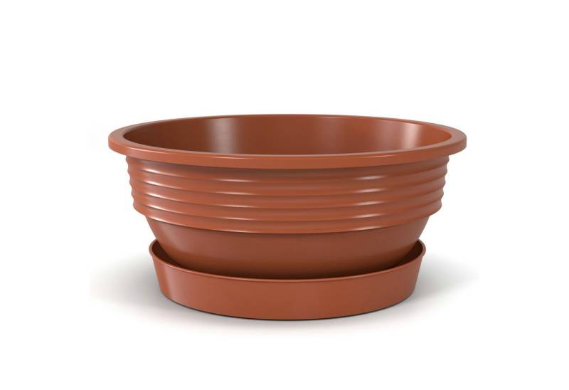 Plastard Pflanzschale Pflanzschalen mit Untersetzer Otto 5er Set Terrakotta Ø 25 cm (Set, 5 St., Pflanzschale mit Untersetzer), UV-beständig, witterungsbeständig, Optionale Drainagelöcher von Plastard