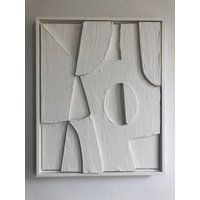 Gipskunst 3D Abstraktes Relief Minimalistisch Gerahmt von Plastart