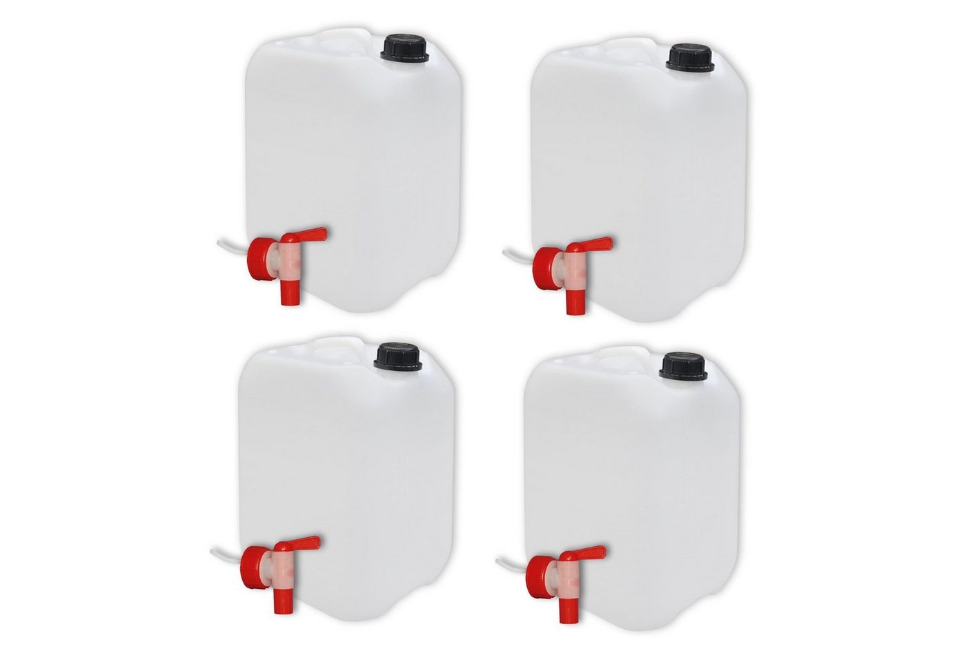 Plasteo Kanister plasteo 4er Set: 10 Liter Getränke- Wasserkanister Natur mit 4x Hahn, 4 Kanister + 4 Hähne von Plasteo