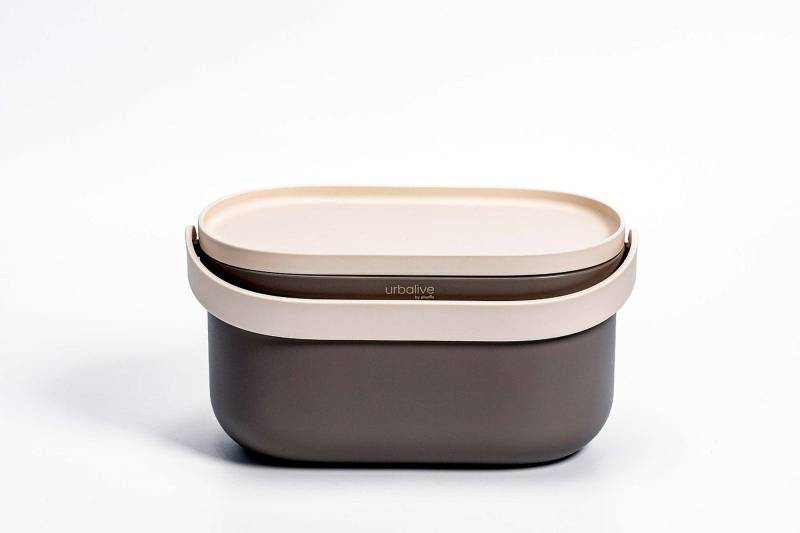 Plastia Biomüll Behälter 31L mit Einsatz Taupe Elfe Kaffeesatz von Plastia