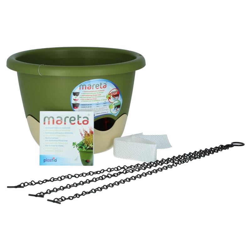 Plastia Blumenampel Mareta 25 Grün Elfenbein Wasserspeicher von Plastia